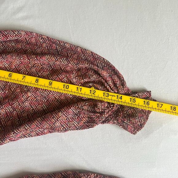 Angie Women's Boho Twist Keyhole 3/4 Sleeve Mini Dress Red Brown Size Large - Picture 9 of 9